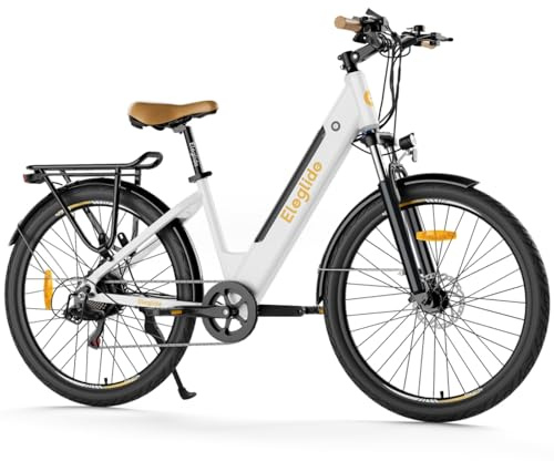 Eleglide Trekking E-Bike, T1 Step-Thru Elektrofahrrad 27.5'' Trekkingrad E-Citybike mit 36V 13Ah Lithium-Akku bis zu 100KM Lange Range, 250W Motor, 7 Gänge E Bike, LCD Display