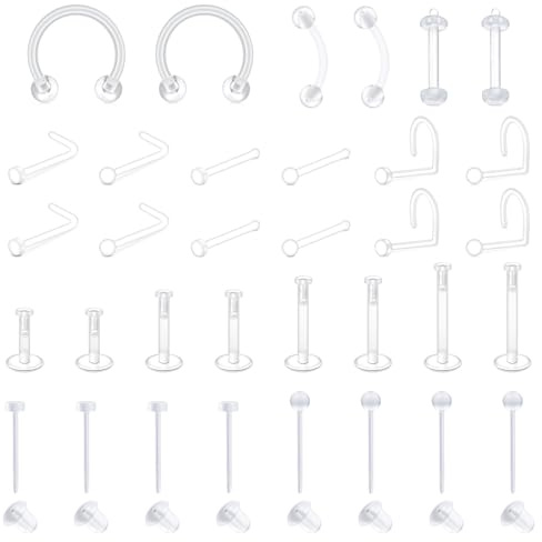 Briana Williams Klar Piercing Retainers Set Bioflex Lippe Nase Augenbraue Zunge Bauchnabel Piercing Ohr Ohrring Plastik