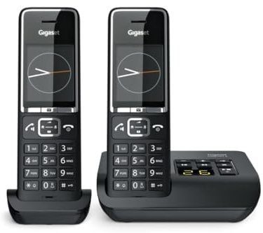 Gigaset Comfort 550 Duo Black Cordless con SEGRETERIA ED AGGIUNTIVO - Cordless DECT/Gap con segreteria Tempo Registrazione Fino a 30 Minuti (Ricondizionato)