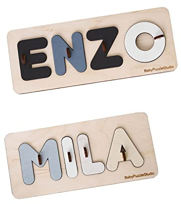 Holzpuzzle mit dem Namen deines Kindes | Einzigartiges Lernspielzeug für Kinder | Montessori-Geschenk zum 1. Geburtstag