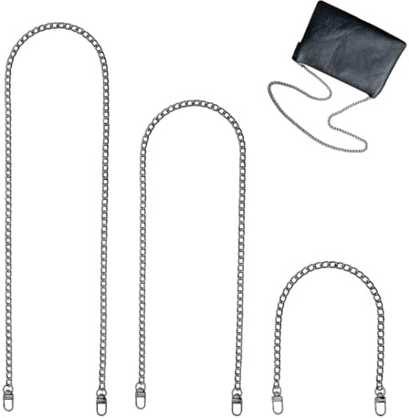 3 Pcs Kette für Tasche 40 cm/80 cm/120 cmTaschenkette Silber Silberkette Riemen für Umhängetasche Clutch Schulterriemen für Taschen Handykette Silber Handtasche Riemen Bag Chain (Schwarz)