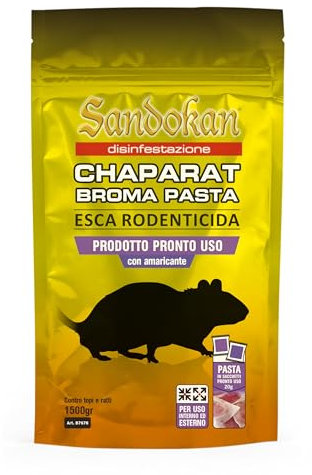 Sandokan Veleno per Topi in Buste Pronte all’Uso – Esca Topicida Efficace per Interno ed Esterno – Disinfestazione Rapida di Topi e Ratti – Uso Domestico e Professionale
