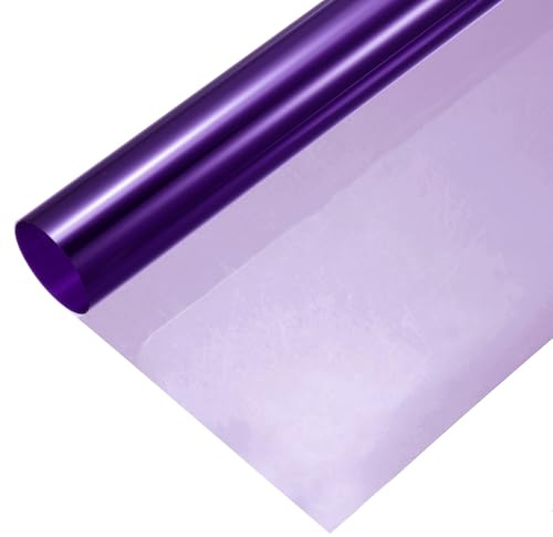 Kvartsman iridescerande fönsterfilm, 30 cm x 100 cm iridescerande holografiskt PVC-tyg dikroisk folie transparent vinylpappersrulle för gör-det-själv-hantverk presentförpackning lila