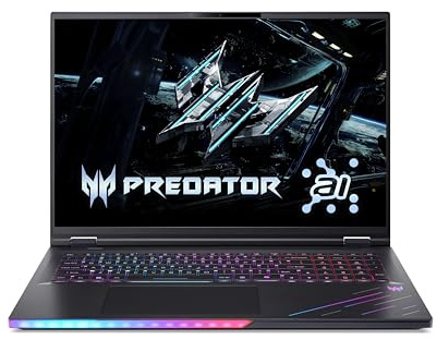 acer Predator Helios 18 AI (PH18-73-927J) Gaming Laptop, 18 Inch WQUXGA MiniLED IPS 120Hz Display, Intel Core Ultra 9 275HX, 192 GB RAM, 1 TB SSD, NVIDIA GeForce RTX 5090, Windows 11, QWERTZ Layout