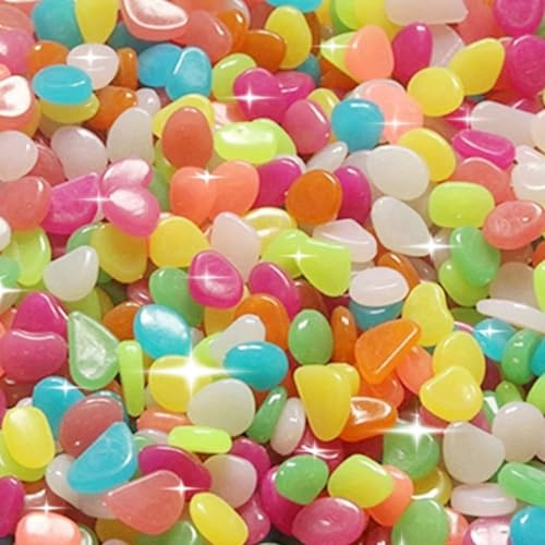 400 Stück Fluoreszierende Steine Leuchtsteine Fluoreszierende Farbe Glow in The Dark Nachtleuchtende Leuchtsteine Outdoor Pebble Steine Fluoreszierend Bunt Leuchtende Kieselsteine für Aquarium Garten