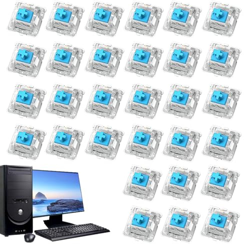 Eje de repuesto de teclado mecánico, eje de repuesto de interruptores mecánicos, 30 piezas, 1 juego de interruptores de eje cruzado, para escribir, larga duración