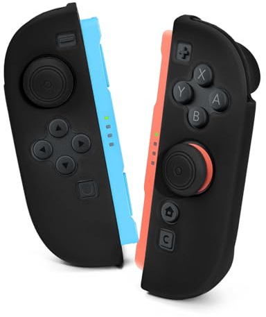 DLseego Schutzhülle für Switch 2 Controller, Weich Silikon Anti-Vergilbung Switch 2 Handgriff TUP Hülle Anti-Rutsch und Anti-Kratz Griffe Schutzhülle mit 2PCS Daumen-Griffkappen,Schwarz