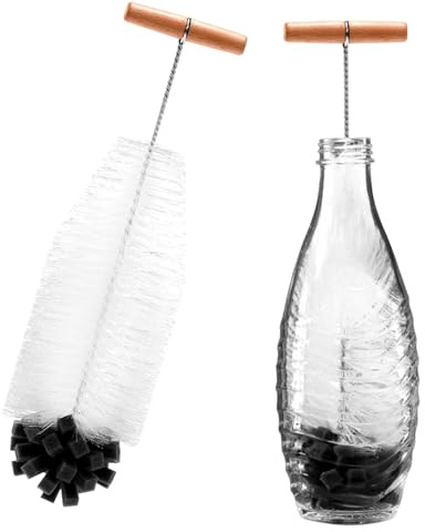SINZONeu® Cepillo para Botellas 35cm - Limpia Botellas por Dentro, Limpieza Profunda Sin Rayones y Secado Rápido para Botellas de Cristal