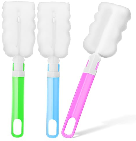 VALICLUD 3pièces Lot de Brosses Nettoyage Bouteille Éponge Douce avec Manche Long Détachable Multifonction pour Gobelets Flacons Bouteilles Et Verres Compatible Cuisine Rangement Suspendu p