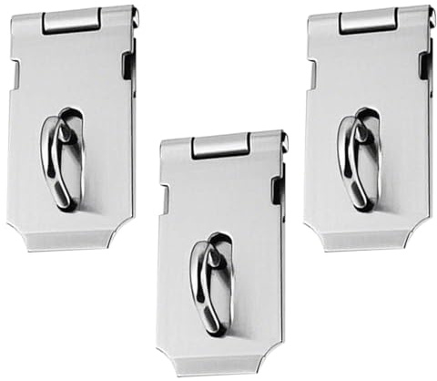 3 Pcs Hasp and Staple, Stainless Steel Padlock Hasp Door Lock Shed Lock, 2 Inch Door Latch Catch, for Doors, Window, Cabinet, Pet Cage, Crate, Locking Hardware Accessories, Cabinet Fittings