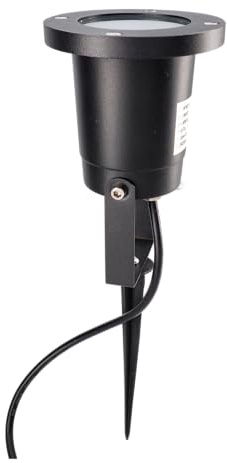 Jandei - Foco Pica LED Exterior 6W con Pincho, para bombilla GU10, IP65, Luz Cálida 3000k, 240V, Ø10cm, Altura 30cm Cable 1,5m Enchufe Schuko. Ideal para Jardín, Caminos y Macetas. (1)