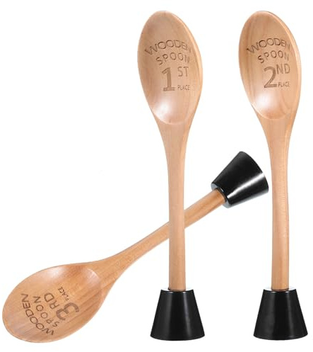 UPKOCH Ensemble 3 Trophées Cuillères en Bois Gravées, Mini Trophées pour Concours de Chili, Prix Décoration la Cuisine et Pâtisserie, Récompenses Originales pour Événements Culinaires
