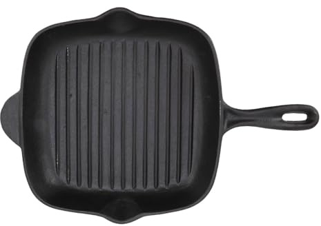 RASTKY Griglia Antiaderente in Ghisa di Grande capacità per Ristorante Domestico, Campeggio, Padella per Pancetta con Bistecca Quadraste (28CM)