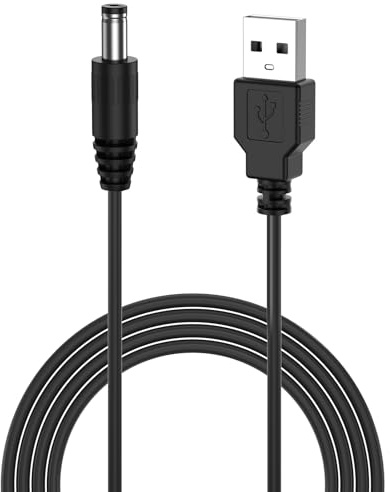 TwinkleHom Charging Cable for MINIRIG Speaker, USB A to DC 5.5 * 2.1mm Jack Plug - Replacement USB Power Cord 5V 2A Charging Lead to DC Wire for Portable Bluetooth Speaker, Black, 1m/3.3ft Long