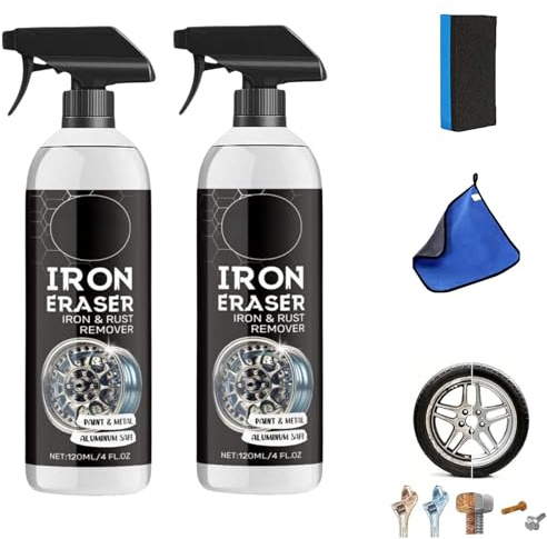 Generico Spray antiruggine Iron Eraser, 2026 Nuovo Spray antiruggine in Polvere di Ferro per Ruote e Vernici Auto. Antiruggine ad Azione Rapida e pulitore per Polvere dei Freni per Ruote (2pcs)