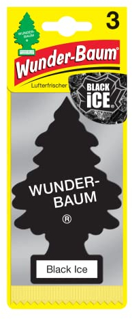 Wunderbaum 171239 Arbre Magique Lot de 3 Désodorisants Sapin Voiture, Cartes parfumées Black Classic