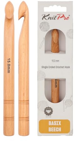 KnitPro Basix Beech Einfache Häkelnadel | 15mm