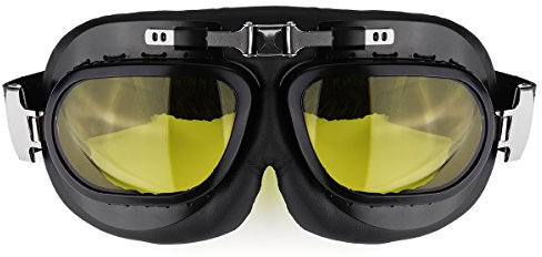 Alamor Motorrad Brille Vintage Classic Brille Retro Pilot Cruiser Steampunk Uv Protecti - Gelb