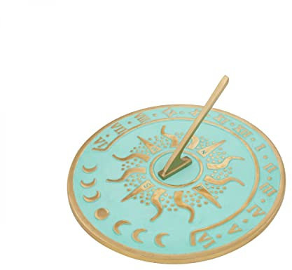 Renovators Supply Manufacturing Solstice Brass Sundial Blue Verdigris Finish 10 Dia Vintage Sun Dial Garden Or Lawn Clock Compass NESW Plaque Round Patio Outdoor Compass Sundials for Yards
