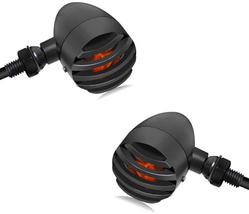 NTHREEAUTO Motorcycle Blinkers, Waterproof Aluminum Bullet LED Turn Signals, Rear Red Indicator Light Compatible with Harley Dyna, Honda, Yahama, Bobber,Suzuki and Kawasaki 12V Motorbikes
