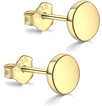 18K Weißgold plattierte Ohrstecker Silber 925, Silber Ohrringe Damen 3mm-10mm Optionen, Rund Hypoallergener Schmuck für Herren mädchen (3mm)