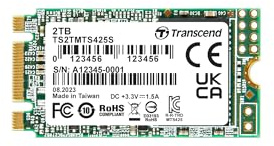 Transcend 2TB MTS425S M.2 SATA III 2242 SSD, SLC-Cache, B+M-Schlüssel | Nicht kompatibel mit NVMe-Steckplätzen, internen SSDs, LDPC-Fehlerkorrektur (ECC) für Laptops und Desktop-PCs