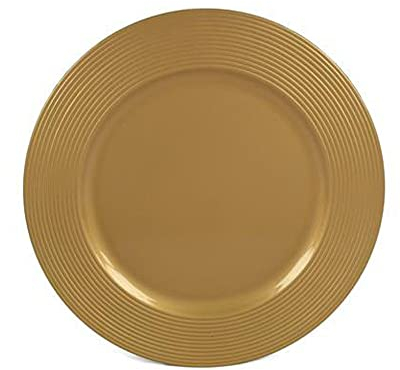 Aurora Store 12 Sottopiatti Colore ORO BORDO MULTIRIGHE Tondo diametro 33 cm Natale cenone sotto Piatto Natalizio Dorato Capodanno Natale Cena Aperitivo