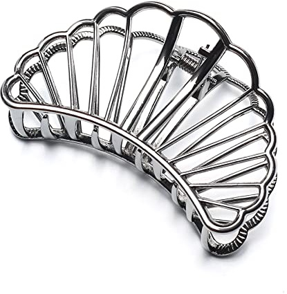 QinGoo Groß Metall Schale Haarklammer für Damen Klauen Haarspange Schöne Haar-Accessoire, 1 stück, 8cm, Schwarz