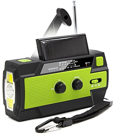 SKGFKYRM Solar Radio Hand Crank Generator Mobile Phone Charger Motion Sensing Reading Alert for Home and Emergencies Portable Power Bank (Color : Green)
