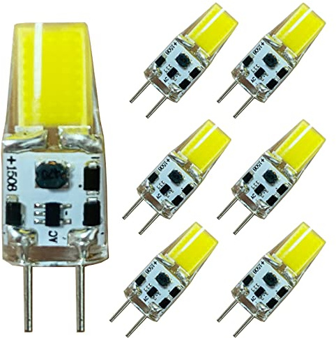 WorldDecorations GY6.35 LED Bulb 5W, Bi-Pin Socket Equivalent to 50W Halogen Bulbs, Bulbs AC/DC 12-24V 360° Beam Angle Not Dimmable Set of 7 (Warm White)
