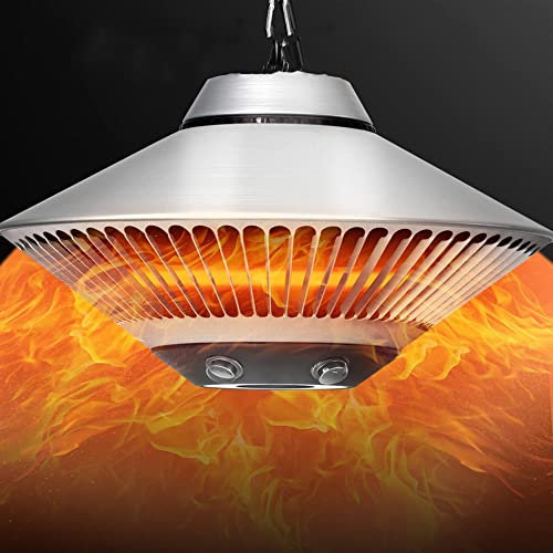 Ceiling Hanging Electric Patio Heater, 750/1500W Annular Heating Tube, for Garden Outdoor,Silver