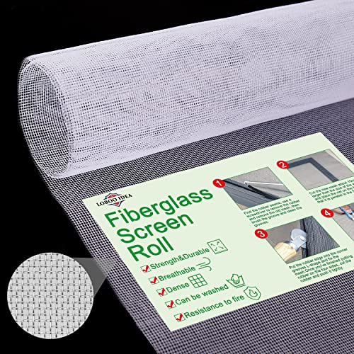 Loboo Idea Fiberglas-Fensterschutzgitter, Ersatz-Rolle (99 cm x 5 m, Rolle mit Bildschirm), Weiß