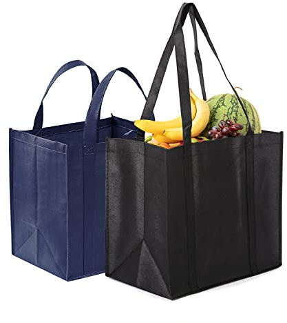 PFLYPF Sacs de courses réutilisables et pliables avec poignées - Portables en tissu non tissé pour les aliments