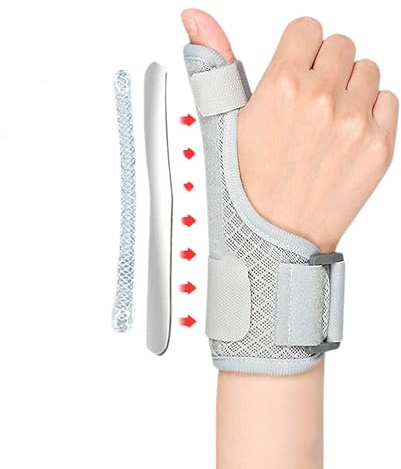 QCHOMEE Thumb Splint Brace Wrist Stabilizer for Arthritis Sprained Trigger Thumb Carpal Tunnel Trigger Thumb Finger Splint Stabilizer Wrist Guard Wrist Pain Relief, Fits Right and Left Hand (Grey)