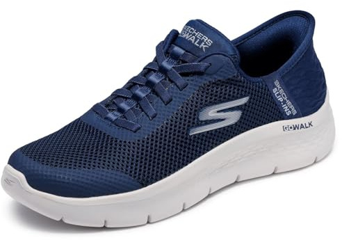 Skechers Go Walk Flex Grand Entry, Zapatillas Mujer, Tela Azul Marino Ribete Blanco, 37.5 EU