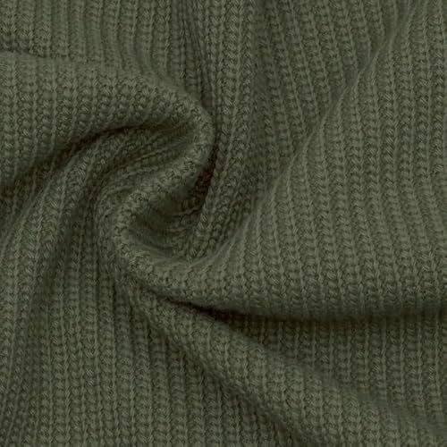 STOFFKONTOR Baumwoll Strickstoff Stoff - Meterware, Farbe Oliv-Grün - Öko-Tex Standard 100 - zum Nähen von Pullis, Kleidern uvm.