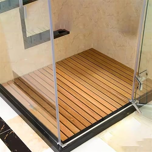 RENLXFI Holz Bad Matte für innen Dusche, Anti-Rutsch-Dusche Bodenmatte, für Spa Sauna Pool Hot Tub verwenden, wasserdicht Dusche Boden Fuß-Plattform (Size : 19.7x35.4in/50x90cm)