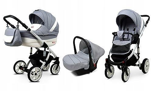 BabyLux® Carrito de Bebé Sistema de Viaje Set 3 en 1 - Lilly - incl. Capazo, Silla de Paseo, Silla Coche - Cochecito - con Bolso cambiador, Cubierta para la lluvia, Mosquitera etc.