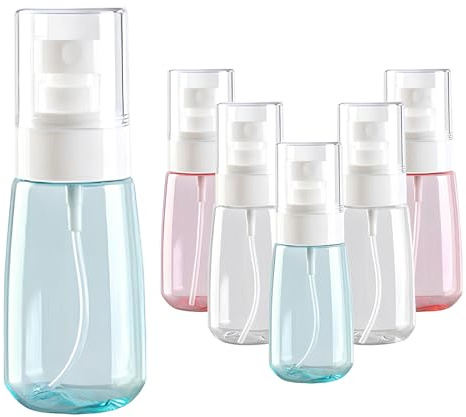 IEMIEBSHA Lot de 6 petits flacons pulvérisateurs vides de 60 ml - En plastique - Pour huiles essentielles, eau, alcool, nettoyage, cheveux et maquillage