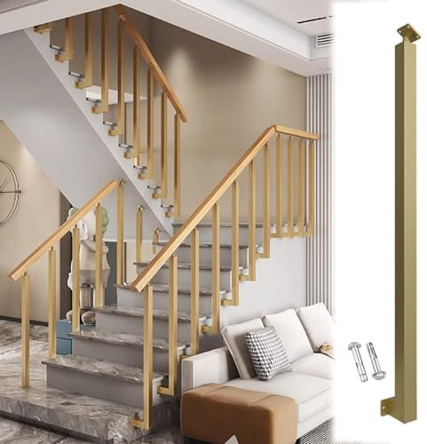 Geländer Außen/ Innen Treppengeländer Gold Treppe Geländer Geländer Säule Spindel Seite montieren, Terrasse Veranda Geländer System DIY Treppe Säulen-Geländerstäbe mit 270° verstellbarer Halterung & S