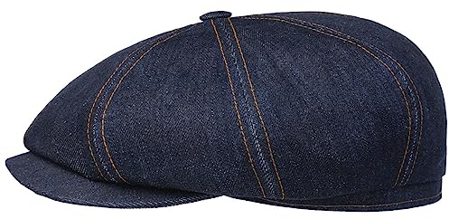 Stetson Hatteras Sustainable Jeans Flatcap Denim-Style Nachhaltige Schirmmütze Made in EU Herren Frühjahr Sommer Denim L (58-59 cm)
