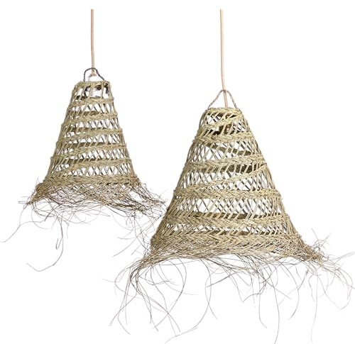 Bohome Living - Suspension Luminaire Rotin Salon, Chambre Adulte, Luminaire Naturel, Fait Main (M : Ø40 x H40cm)
