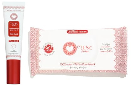 MUSC INTIME La Marque Officielle - Combo Fraîcheur - Parfum Intime & Lingettes - Rose mystik - L'Envoûtante - Nettoie & Parfume en Douceur les Parties Intimes - 30ml & 30 unités