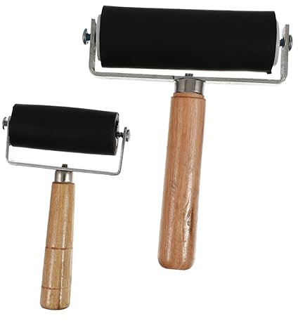 ARTIBETTER 2 Stk Walzenbürste Walze zum Zeichnen Tapetenrolle Brayer zum Kleben Rollatoren Tintenstrahler bodenwalze Ziehwalzen Gummiwalze Farbwalzen Malerrolle Scrollrad Werkzeug hölzern