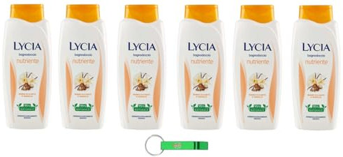 Lycia Bagnodoccia Nutriente Vaniglia e Burro di Karitè Lot de 6 gels douche nourrissants à la vanille et au beurre de karité 750 ml + porte-clés Beni Culinari