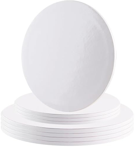 DASHUAIGE 8 Pack Cake Board - 4 Pack 12 Inch and 4 Pack 10 Inch White 12mm Thick Drum Board for Sponges, Fruit, and Wedding Cakes