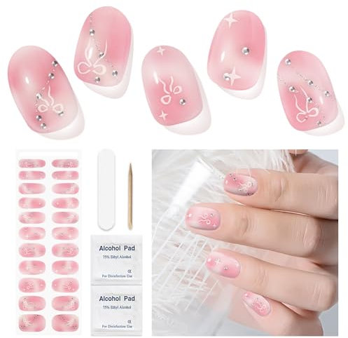 Adhesivo de uñas de gel - un paquete de 22 pegatinas de esmalte de uñas, hojas de uñas de gel, pegatinas de arte de uñas, tiras de esmalte de uñas