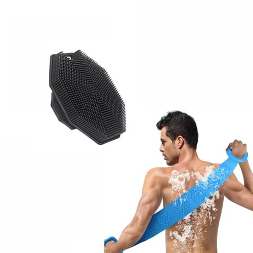 Pack Esponja Silicona Cuerpo y Esponja espalda ducha | Cepillo Corporal de Silicona Suave más Esponja Espalda Ducha | Cepillo Exfoliante Corporal con Efecto Masaje | Cepillo ducha Apto Todo Tipo Piel
