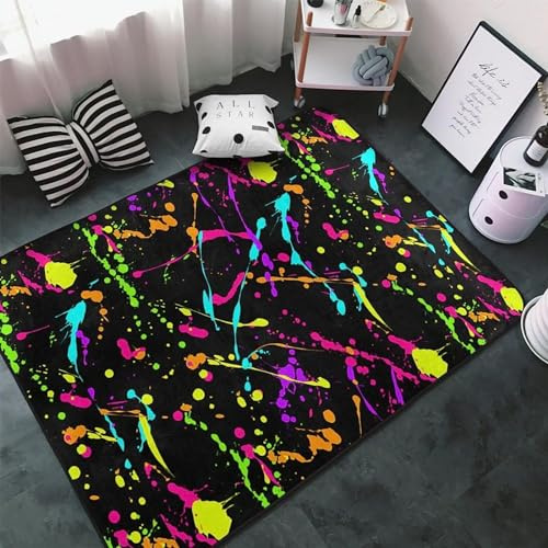 Bunte Abstrakte Graffiti-Kunst Teppich Kinderteppich Wohnzimmerteppich Schlafzimmerteppich 3D-Gedruckter Superweicher Flanellteppich 140 X 200 cm - Polyester-Soft-Touch,Leicht Zu Reinig-3304602016658