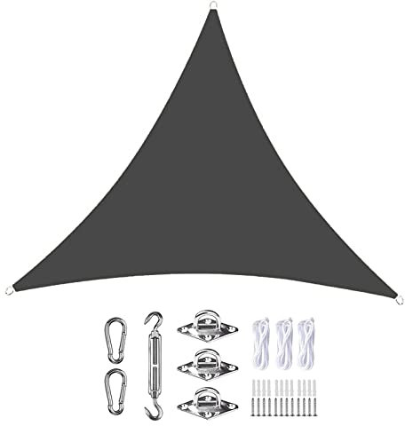 Outdoor Waterproof Triangle Sun Shade Sail 6.8x6.8x6.8m 98% UV Block Patio Canopy with Awning Attachment for Pergola and Decking Dark Gray Shade Sail Ideal for Sun Protection and Outdoor Liv